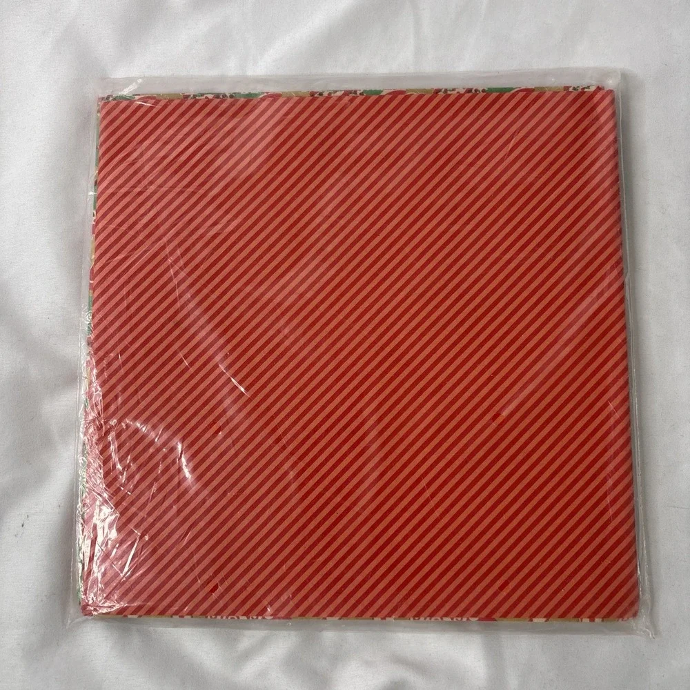 Vtg Lot Of 4 Christmas Wrapping Paper NOS Sealed 187 Sq Ft Total Red Poinsettia